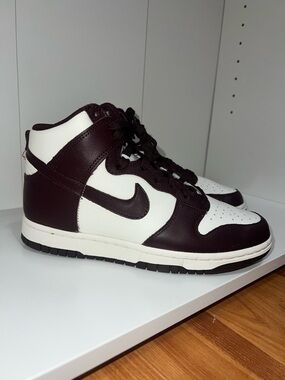 Nike High-Top Sneaker — White & Dark Maroon